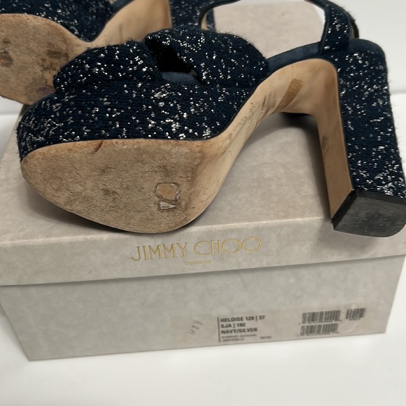 Navy and Silver Jimmy Choo Platform Sandal Heels - Picture 3 of 9